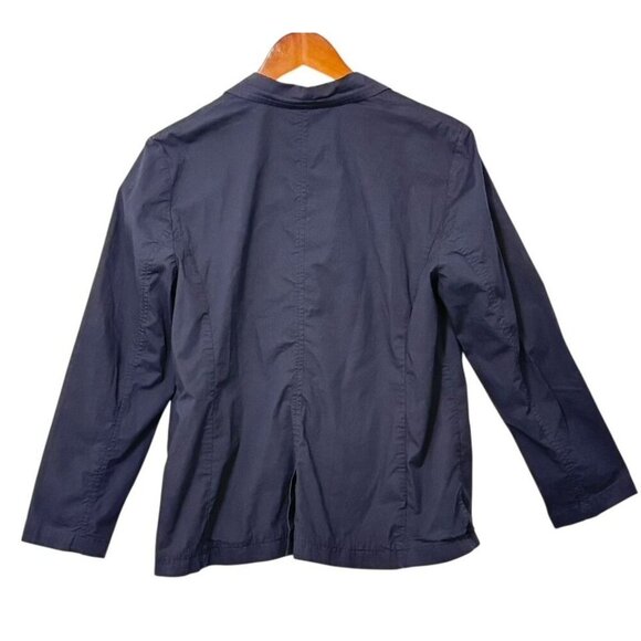 Eileen Fisher System Organic Cotton Blazer Navy Blue Lightweight 2-Button Size L - Picture 2 of 6